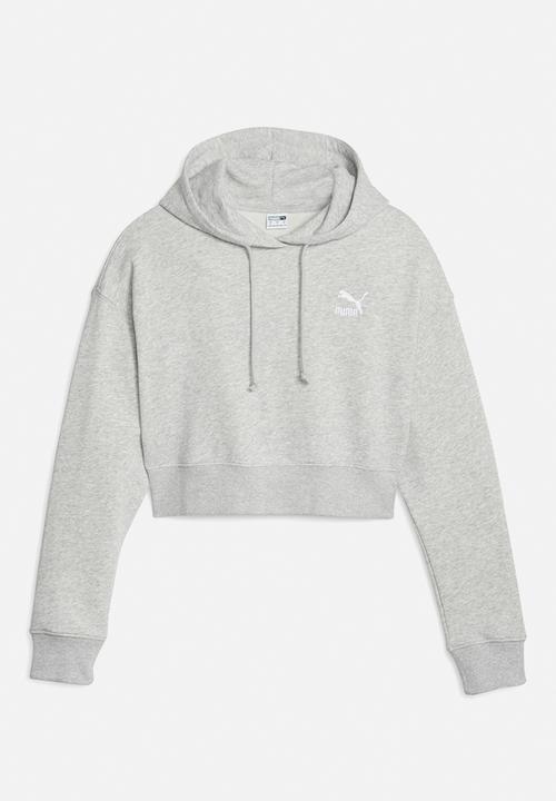 PUMA - Classics cropped hoodie tr - light gray heather