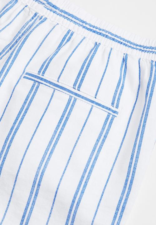 H&M - Linen-blend shorts - white/striped