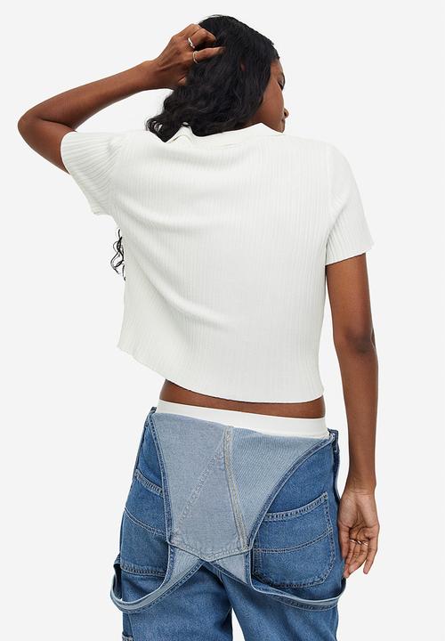 H&M - Collared rib-knit top - white