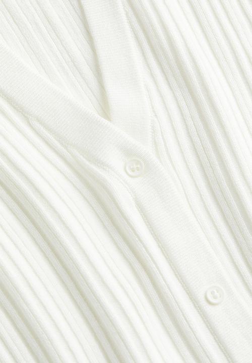 H&M - Collared rib-knit top - white