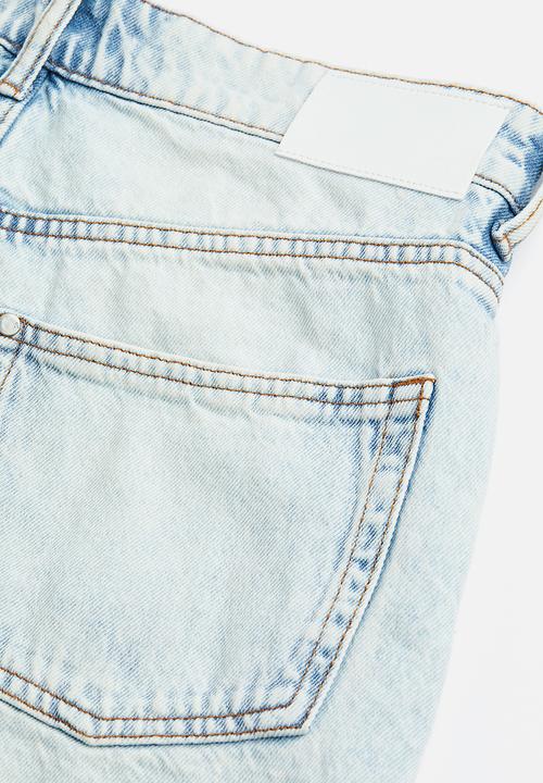 H&M - High waist denim shorts - light denim blue 