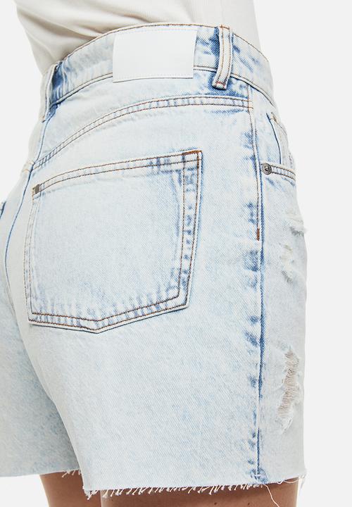 H&M - High waist denim shorts - light denim blue 