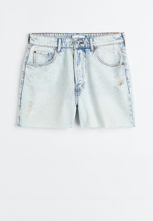 H&M - High waist denim shorts - light denim blue 