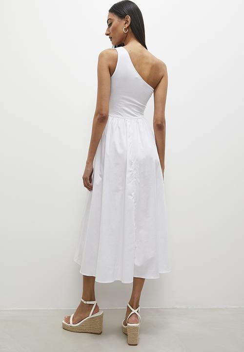 Superbalist - Asym combo midi dress - white