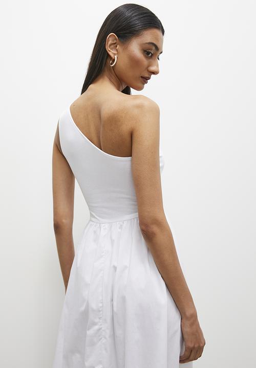 Superbalist - Asym combo midi dress - white
