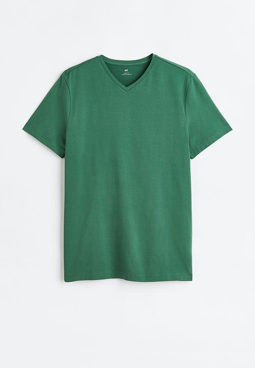 H&M - Slim fit v-neck t-shirt - green