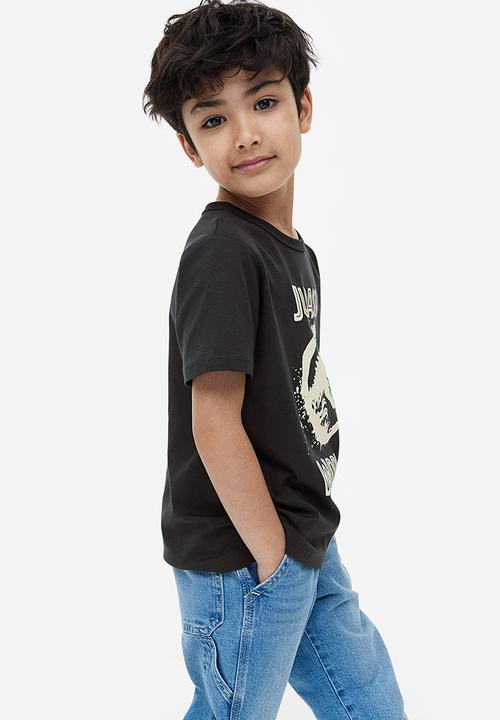 H&M - Printed cotton t-shirt - dark grey/jurassic world