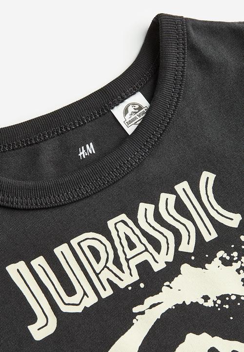 H&M - Printed cotton t-shirt - dark grey/jurassic world