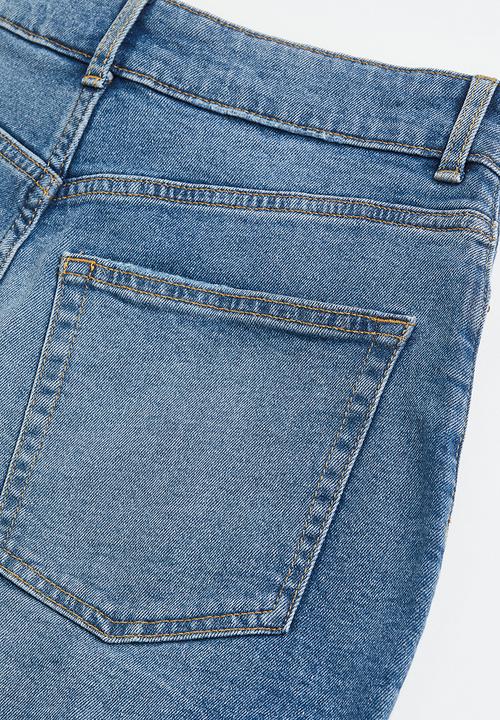 H&M - High-waisted denim shorts - denim blue