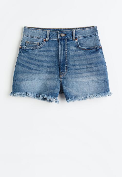 H&M - High-waisted denim shorts - denim blue
