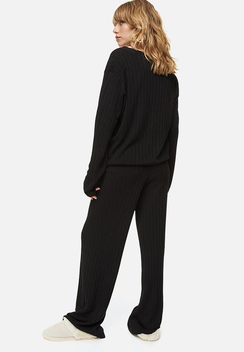 H&M - Rib-knit trousers - black