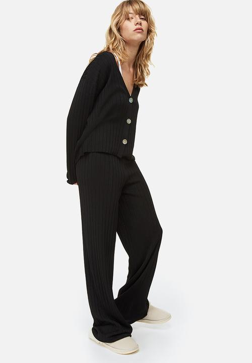 H&M - Rib-knit trousers - black