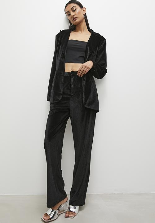 Superbalist - Velour co-ord straight leg - black