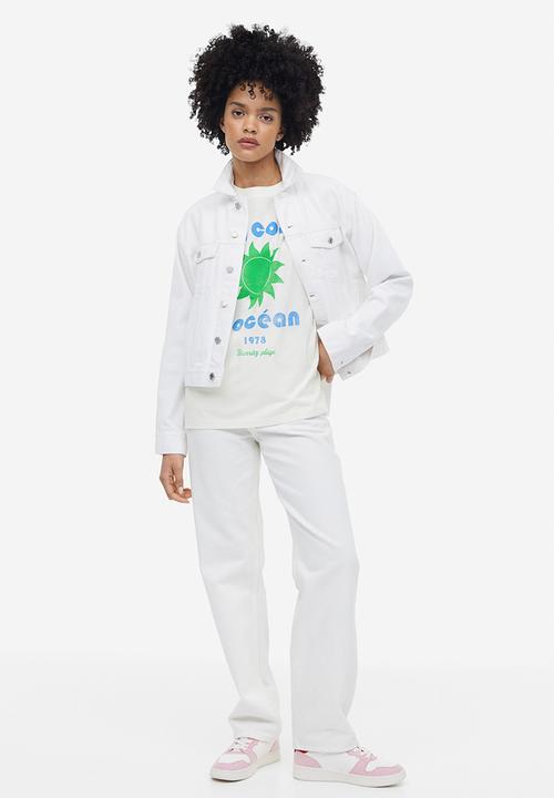 H&M - Printed T-shirt - white/mon coeur