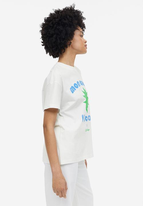 H&M - Printed T-shirt - white/mon coeur