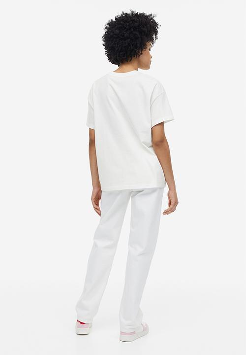 H&M - Printed T-shirt - white/mon coeur