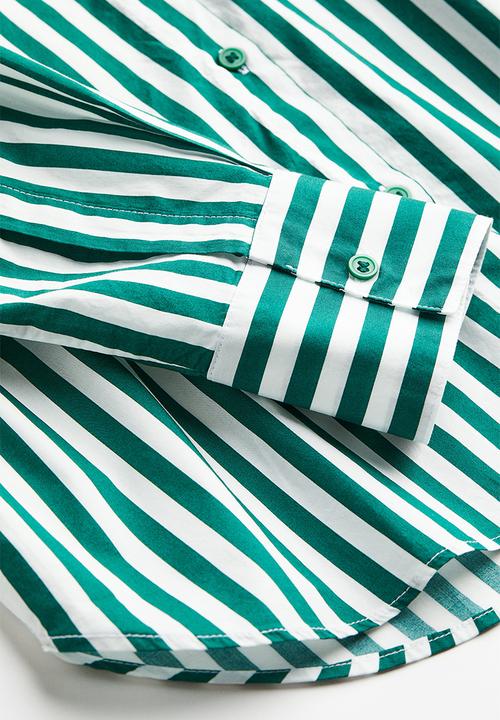 H&M - Cotton shirt - green/striped 