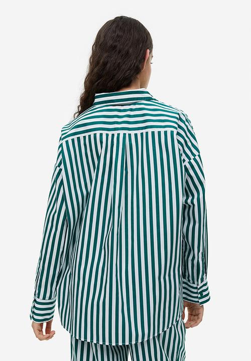 H&M - Cotton shirt - green/striped 