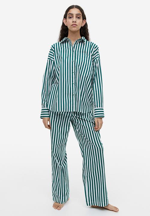 H&M - Cotton shirt - green/striped 