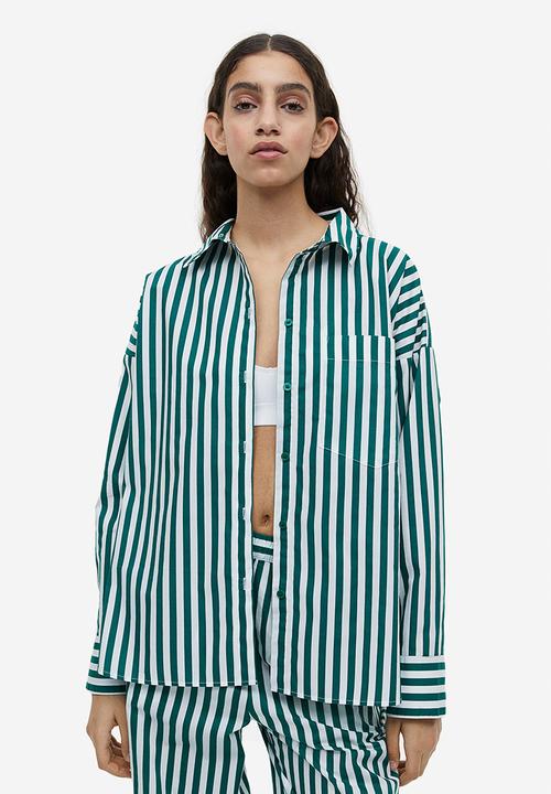 H&M - Cotton shirt - green/striped 