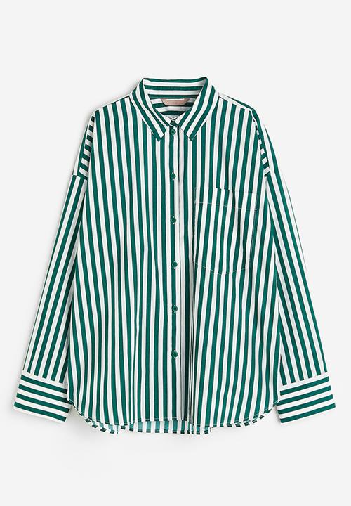 H&M - Cotton shirt - green/striped 