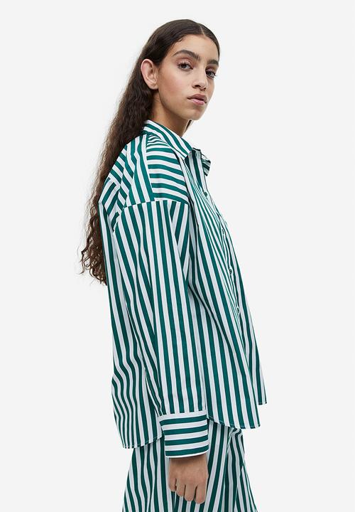 H&M - Cotton shirt - green/striped 