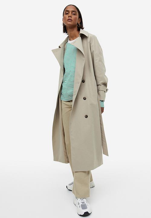 H&M - Cotton jersey top - white/green striped