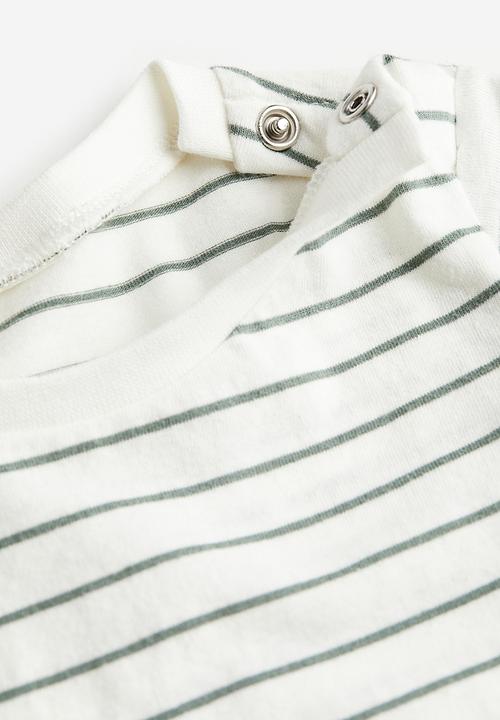 H&M - 2-piece cotton set - light beige/striped