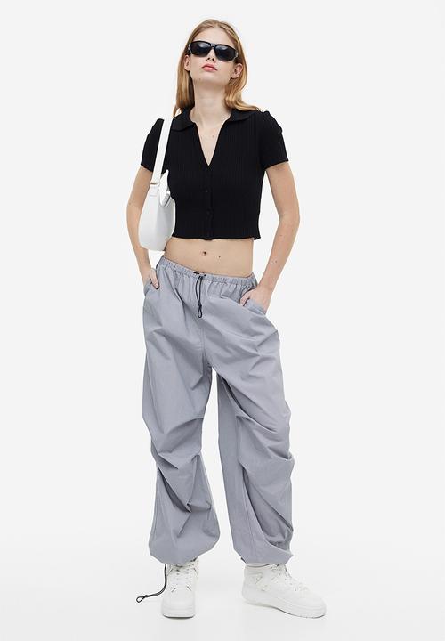 H&M - Collared rib-knit top - black