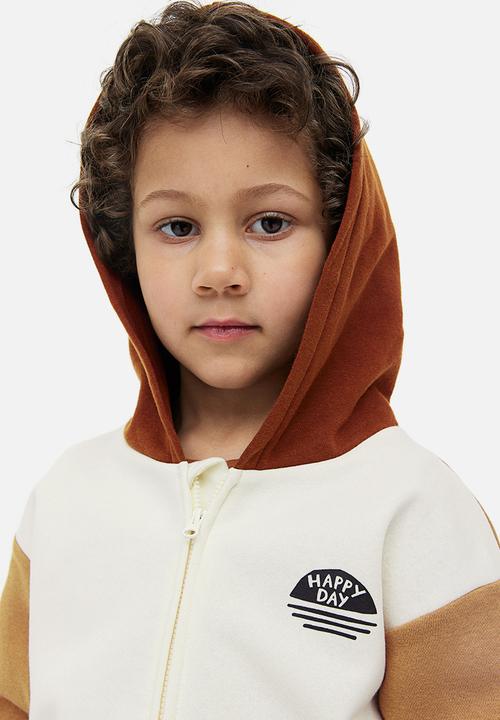 H&M - Zip-through hoodie - dark brown/block-coloured