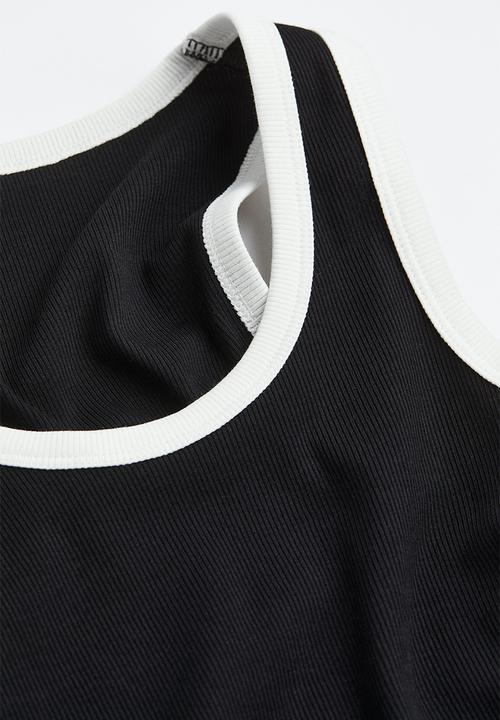 H&M - Ribbed cotton vest top - black