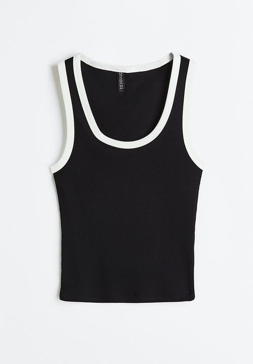 H&M - Ribbed cotton vest top - black