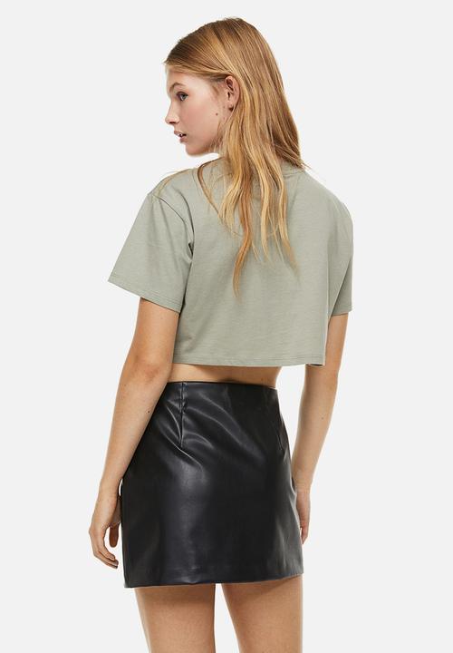 H&M - Cropped printed top - green