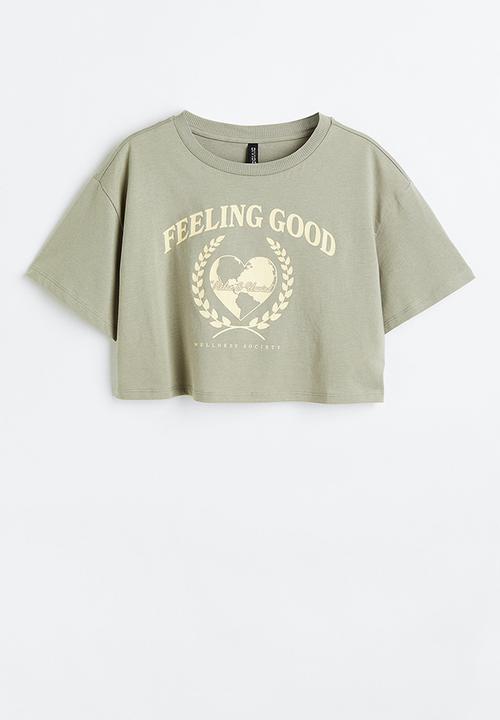 H&M - Cropped printed top - green
