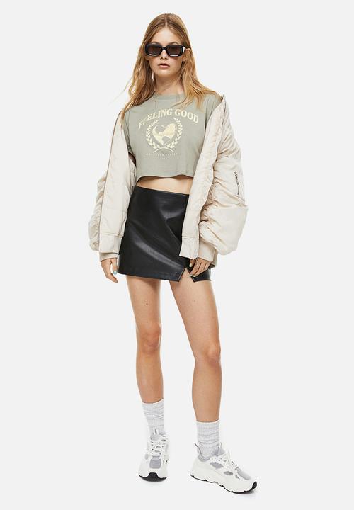 H&M - Cropped printed top - green