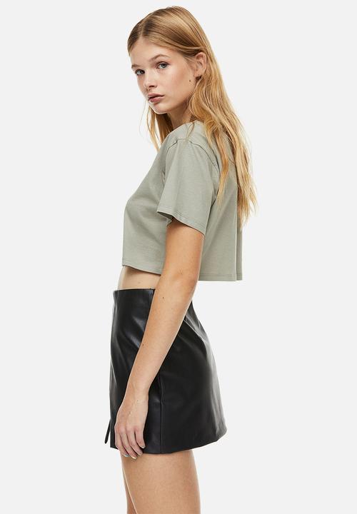 H&M - Cropped printed top - green
