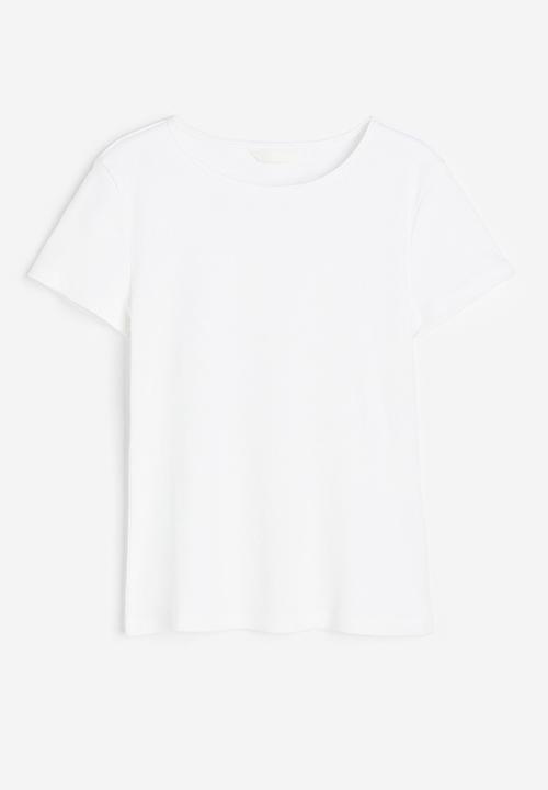 H&M - Ribbed T-shirt - white