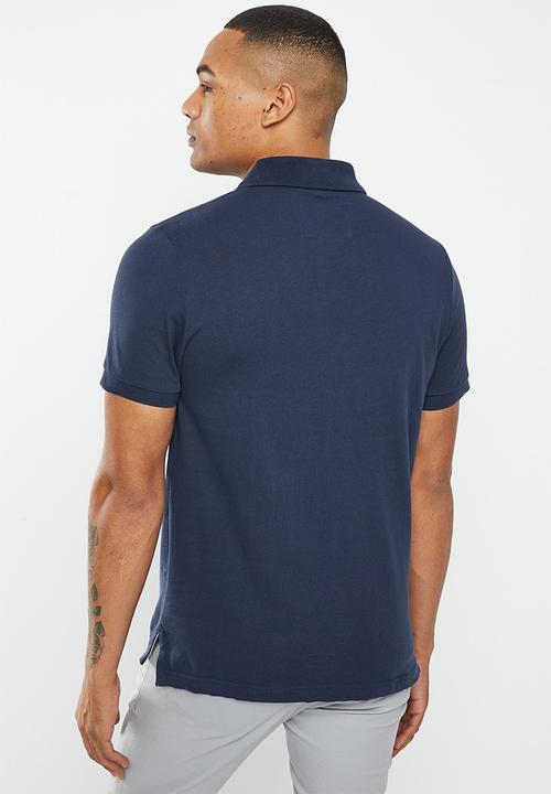 Aca Joe - Mens aca joe short sleeve logo embroidered henley tee - dress blue