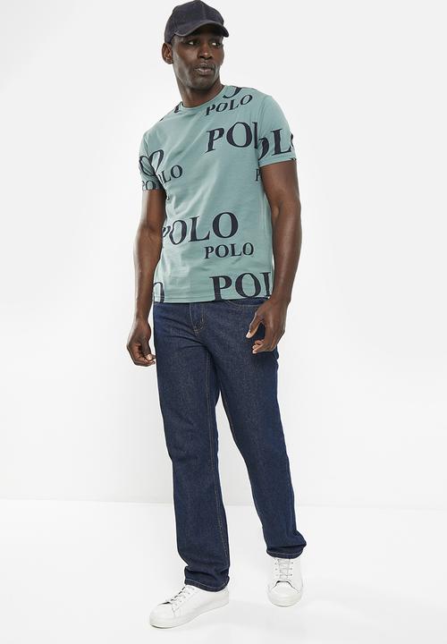 POLO - Mens short sleeve logo printed tee - light blue