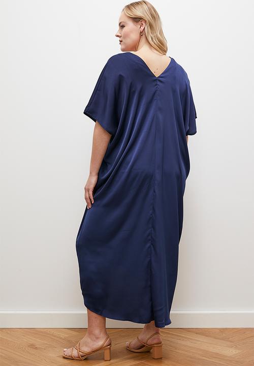 edit - Satin kaftan dress - navy