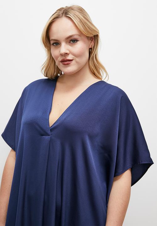 edit - Satin kaftan dress - navy