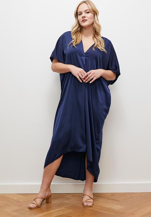 edit - Satin kaftan dress - navy