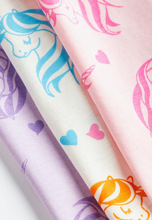 H&M - 3-pack cotton jersey tops - multi/pink/purple/white