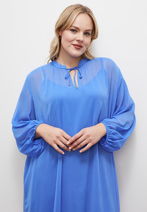 edit - Texture chiffon kaftan dress - blue