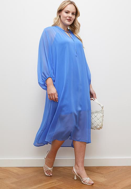 edit - Texture chiffon kaftan dress - blue