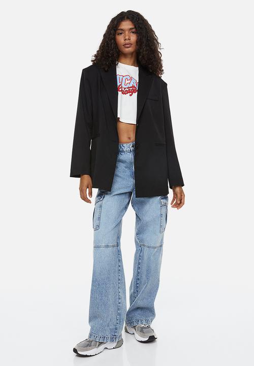 H&M - Cropped printed top - white