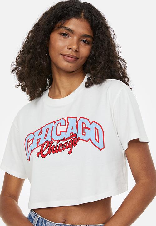 H&M - Cropped printed top - white