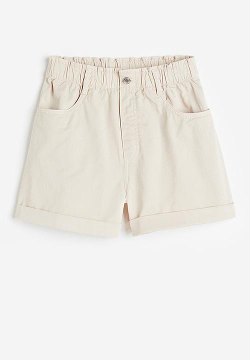 H&M - Shorts high waist - light beige