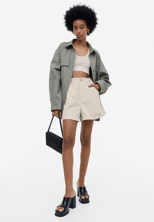 H&M - Shorts high waist - light beige