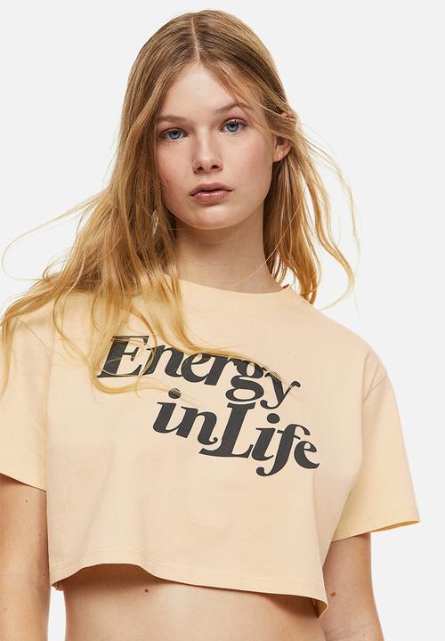 H&M - Cropped printed top - yellow